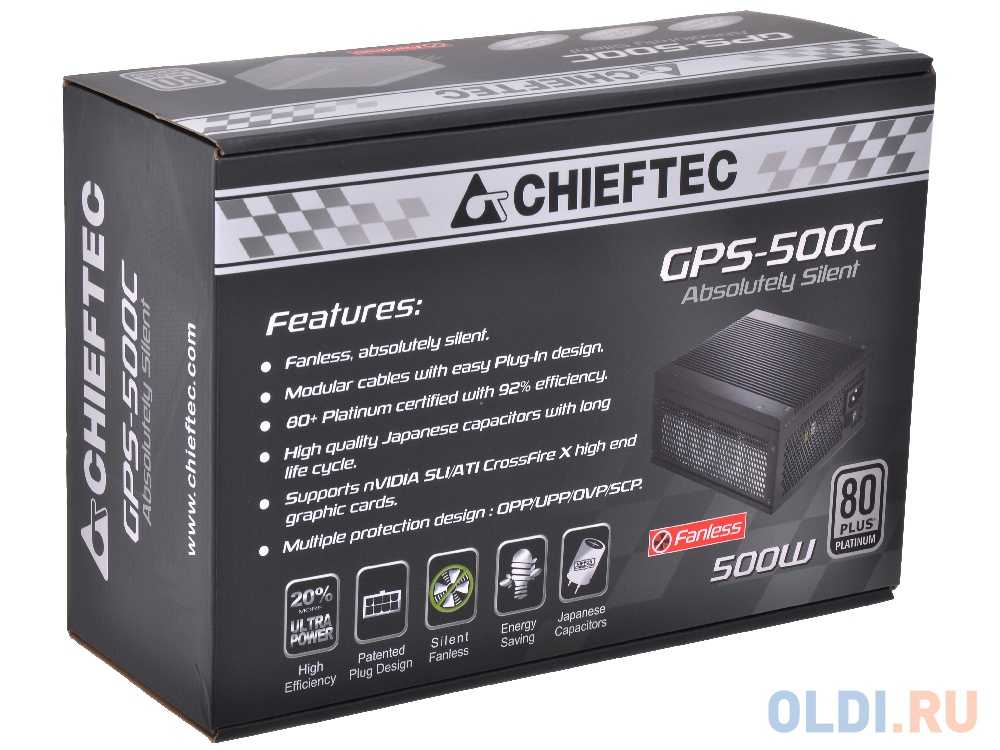 Chieftec gps-500c - бесшумные блоки питания с сертификатом 80 plus platinum - компьютерный ресурс у sm